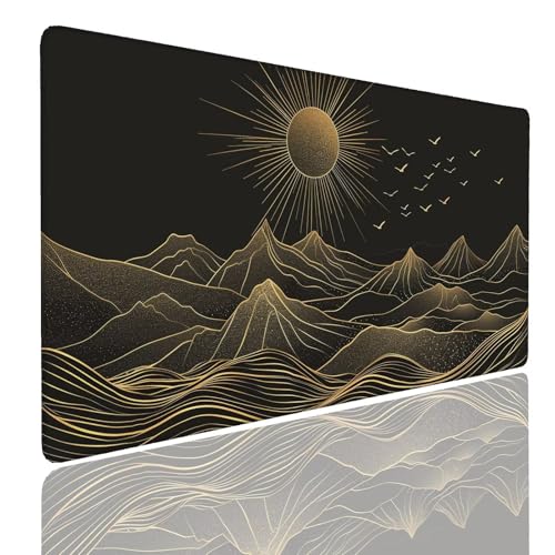 Mauspad XXL 900x600x4mm Wasserdicht Schreibtischunterlage Rutschfeste Speed Gaming Mousepad Line (4) Groß Desk Mouse Mat Maus Pad, Schreibtisch Unterlage Deko für PC, Macbook, Laptop, Home Office von Generisch