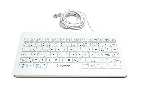 MegAsept® Touch Glass Mini Keyboard, spritzwassergeschützte Hygienetastatur | Kabel (USB) | Hygienische Tastatur für medizinische Bereiche von Generisch