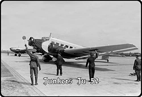Metall Schild 20x30cm Flugzeug Junkers Ju 52 Rollfeld Flugzeug Deutschland Blechschild von Generisch