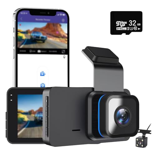 Meteor 1776 Dash Cam, Meteor 1776 Wireless Dash Cam with WiFi & GPS, Night Vision, 3-inch Screen, Dual Cameras, Loop Recording, 140° Wide Angle, 24/7 Parking Monitor (HD+WiFi+GPS,32G) von Generisch