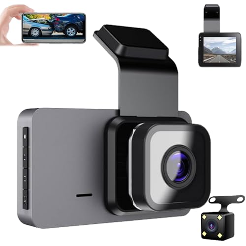 Meteor 1776 Dashcam, Meteor 1776 Dashcam mit WLAN und GPS, Kabellose 3-Zoll-Bildschirm-4K-Dual-DashCam für Vorder- und Rückansicht mit 2 Sensoren (Front+Rear Cameras,HD) von Generisch
