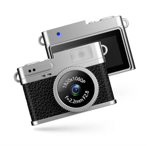Mini Schlüsselanhänger Kamera, 1080P FHD Mini Retro Digitalkamera, Winzige Tragbare Kleine Kameras Vintage Kompakte Mikrokameras mit LCD-Bildschirm, Eingebauter Akku, Magnetisches Schlüsselband für von Generisch
