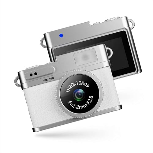 Mini Schlüsselanhänger Kamera - 1080P FHD Retro Digitalkamera, Winzige Tragbare Kleine Kameras, Magnetisches Lanyard-Design für Reisen/Studium (Weiß) von Generisch
