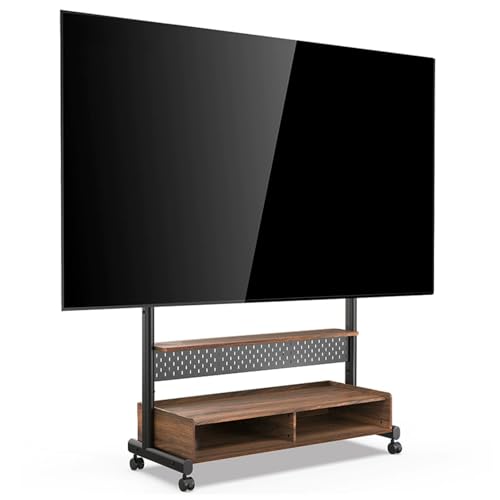 Mobiler TV-Ständer auf Rädern, Rollwagen für 65-100 Zoll Fernseher, Boden-TV-Ständer mit Schublade, robustes Design für Wohnzimmer und Schlafzimmer, unterstützt bis zu 75 kg, Braun Mobiler TV-Ständer auf Rädern, Rollwagen für 65-100 Zoll Fernseher, Boden-TV-Ständer mit Schublade, robustes Design für Wohnzimmer und Schlafzimmer, unterstützt bis zu 75 kg, Braun von Generisch