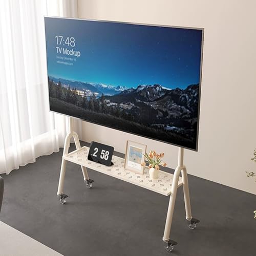 Mobiler TV-Ständer auf Rädern, Rollwagen mit Halterung für große Bildschirme, tragbarer Bodenständer für Schlafzimmer und Büro Mobiler TV-Ständer auf Rädern, Rollwagen mit Halterung für große Bildschirme, tragbarer Bodenständer für Schlafzimmer und Büro von Generisch