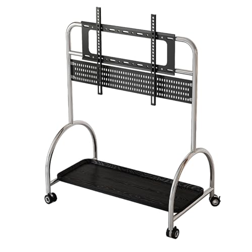 Mobiler TV-Ständer auf Rädern, höhenverstellbar, tragbarer Rollwagen für 60-120 Zoll Fernseher, Edelstahl, universelle Bodenhalterung, schwarzes Finish Mobiler TV-Ständer auf Rädern, höhenverstellbar, tragbarer Rollwagen für 60-120 Zoll Fernseher, Edelstahl, universelle Bodenhalterung, schwarzes Finish von Generisch