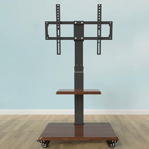 Mobiler TV-Ständer auf Rädern, verstellbarer Rollwagen für 32-75 Zoll Fernseher, universeller Boden-TV-Ständer mit Höhenverstellung, ideal für Schlafzimmer & Büro (Braun) von Generisch