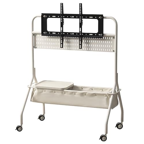Mobiler TV-Ständer auf Rädern für 101,6-190,5 cm (40-75 Zoll) Fernseher, höhenverstellbar, rollbarer TV-Wagen mit Aufbewahrung, tragbare Bodenhalterung für Wohnzimmer und Schlafzimmer, Weiß von Generisch