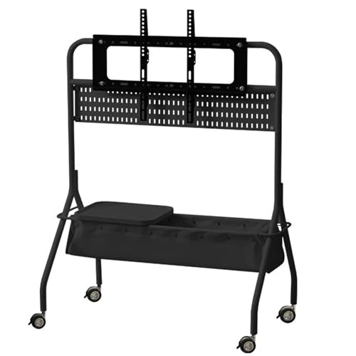 Mobiler TV-Ständer auf Rädern für 101,6 - 190,5 cm (40 - 75 Zoll) große Bildschirme, tragbarer rollender TV-Wagen mit Aufbewahrungskorb, verstellbare Höhe, TV-Ständer für Zuhause und Büro, Schwarz von Generisch
