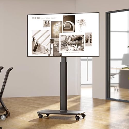 Mobiler TV-Ständer auf Rädern für 32-85 Zoll Fernseher, verstellbare Höhe, rollbarer TV-Wagen, tragbarer drehbarer TV-Ständer für Zuhause und Büro (Schwarz) von Generisch