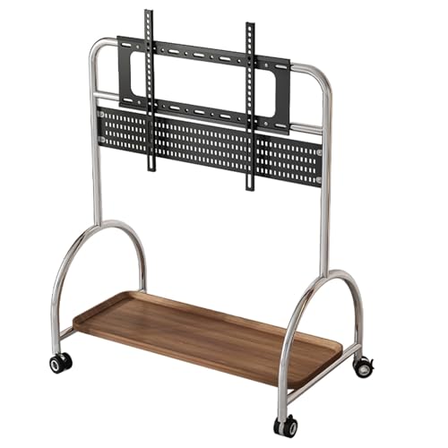 Mobiler TV-Ständer auf Rädern für 60-120-Zoll-Fernseher, höhenverstellbar, Edelstahl, Rollwagen, tragbar, universal, Boden-TV-Ständer, braunes Finish Mobiler TV-Ständer auf Rädern für 60-120-Zoll-Fernseher, höhenverstellbar, Edelstahl, Rollwagen, tragbar, universal, Boden-TV-Ständer, braunes Finish von Generisch