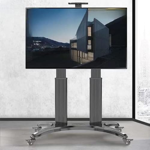 Mobiler TV-Ständer mit Rädern, rollbarer Bodenständer für Bildschirme von 165,1 - 215,9 cm (65 - 85 Zoll), bis zu 55 kg, verstellbare Höhe, tragbarer TV-Wagen für Zuhause, Büro und Veranstaltungen von Generisch