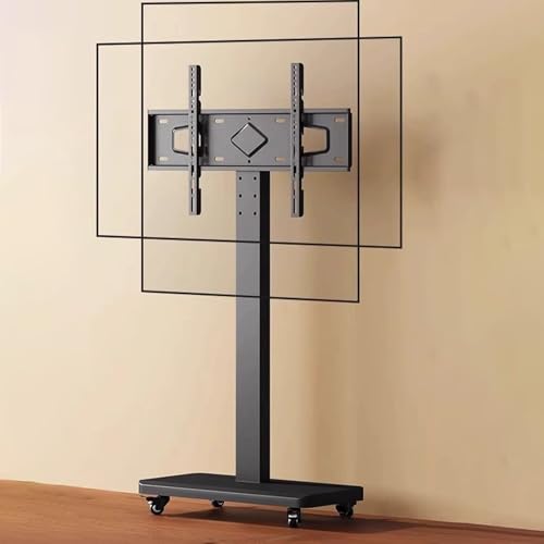 Mobiler TV-Ständer mit Schwenkhalterung, 360° Rollwagen mit Bremsrädern, höhenverstellbar, TV-Bodenständer für 66-152,4 cm (26-60 Zoll) Fernseher, perfekt für Wohnzimmer und Außenbereich (Schwarz) von Generisch