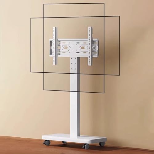 Mobiler TV-Ständer mit Schwenkhalterung und 360°-Rädern, verstellbarer rollbarer TV-Wagen für 66-152,4 cm (26-60 Zoll) Fernseher, tragbarer TV-Bodenständer für Wohnzimmer und Außenbereich (weiß) von Generisch