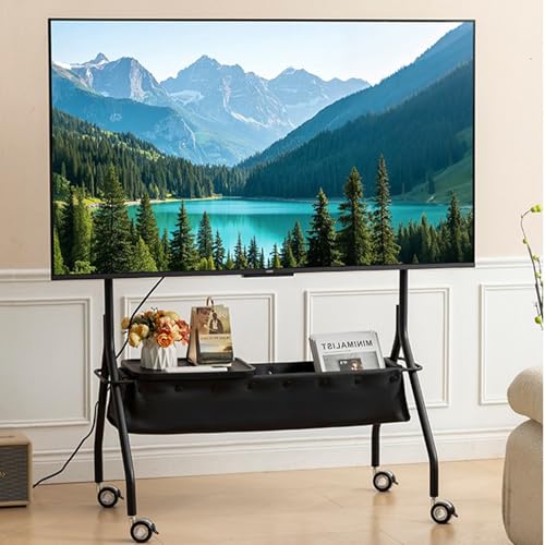 Mobiler TV-Ständer mit feststellbaren Rädern, Rollwagen für 101,6 - 190,5 cm (40-75 Zoll) Flachbildfernseher, verstellbare Höhe, Aufbewahrungsregal, ideal für Büro, Geschäft, Schule und Zuhause von Generisch
