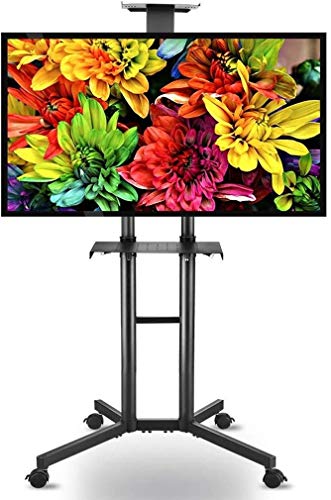 Mobiler TV-Ständer mit feststellbaren Rädern, verstellbarer Universal-TV-Trolley für 81,3–177,8 cm (32-70 Zoll) große Fernseher, voll beweglich mit doppelter Ablage, 160 cm, Farboptionen, perfekt für von Generisch