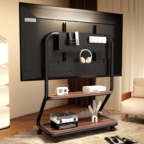 Mobiler TV-Wagen auf Rädern, verstellbarer rollbarer TV-Ständer mit doppelter Ablageschale, tragbarer Universal-TV-Ständer für 32-65-Zoll-Fernseher, ideal für Schlafzimmer und Außenbereich, Schwarz Mobiler TV-Wagen auf Rädern, verstellbarer rollbarer TV-Ständer mit doppelter Ablageschale, tragbarer Universal-TV-Ständer für 32-65-Zoll-Fernseher, ideal für Schlafzimmer und Außenbereich, Schwarz von Generisch