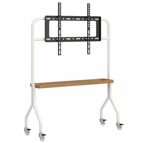 Mobiler TV-Wagen mit Medien-Regal, verstellbarer Rollständer für 81,3 cm bis 165,1 cm (32 bis 65 Zoll) große Fernsehgeräte – universeller hoher TV-Ständer auf Rädern – Beige Finish, 1 Etage für von Generisch