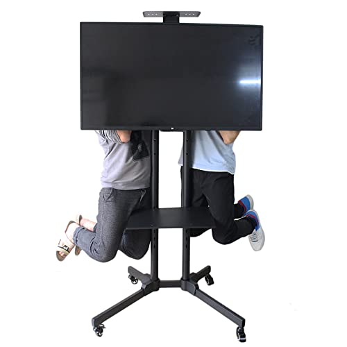 Mobiler Universal-TV-Ständer mit Rädern, höhenverstellbar, Roll-Bodenwagen für 81,3 - 165 cm (32-65 Zoll) Fernseher, inklusive Laptop-Regal und Feststellrädern, perfekt für Zuhause und Büro von Generisch
