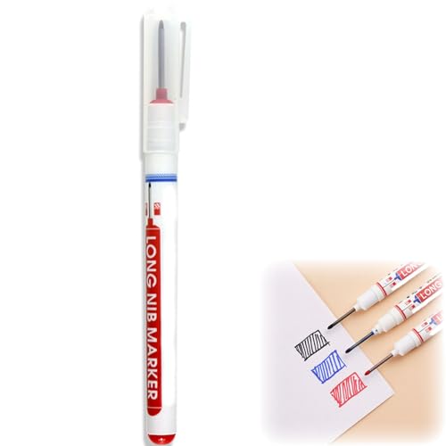 Multi-purpose Long Head Deep Hole Marker Pens, Long Nib Marker Fine Tip for Metal, Quick Dry Waterproof Construction Markers for Carpenter Office Work Builders Con (red, 3) von Generisch