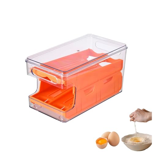 Multifunktionaler doppelschichtiger Eieraufbewahrungsbehälter for den Kühlschrank, automatisch scrollender Eieraufbewahrungshalter, mehrschichtiger stapelbarer Eierhalter for den Kühlschrank(Orange) von Generisch