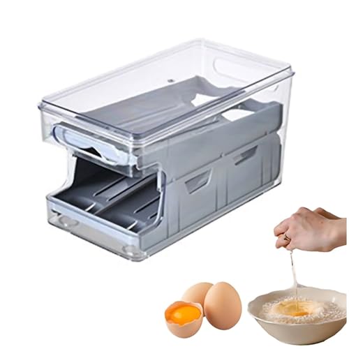 Multifunktionaler doppelschichtiger Eieraufbewahrungsbehälter for den Kühlschrank, automatisch scrollender Eieraufbewahrungshalter, mehrschichtiger stapelbarer Eierhalter for den Kühlschrank(Gray) von Generisch