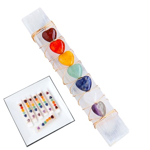 Natürliche Selenit Kristall Stick Chips | 7 Pieces Heilung Kristall Selenit Stab | Selenitstäbe mit Heilkristallen & Draht handgewickelt | Handgefertigter Energieriegel für Altar, Büro, Zuhause von Generisch