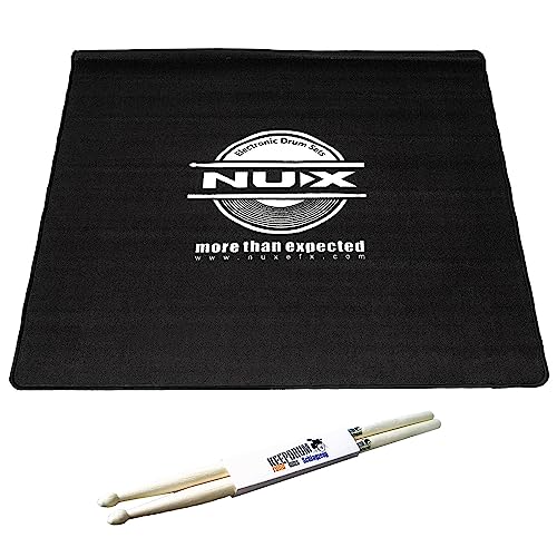 Nux Schlagzeug-Teppich Drum-Rug 130x130cm Schwarz + keepdrum Drumsticks von Generisch