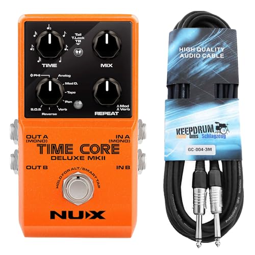 Nux Time Core Deluxe MKII Delay Pedal Hall-Effektgerät + keepdrum Klinkenkabel von Generisch
