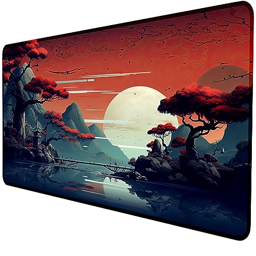 ORANGE Sunset - XXL MAUSPAD - 900 x 400 mm Speed Gaming Mousepad - vernähte Kanten, rutschfeste Gummiunterlage, Wasserabweisend - viele Verschiedene Designs von Generisch
