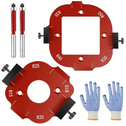 Oberfräsen-Eckradius-Schablone, Bogenschneidewerkzeug aus Aluminiumlegierung, einfache Positionierungsfunktionen, zeitsparendes Werkzeug, 13 x 13 x 5 cm, für Holzbearbeitung, , Klemmen von Generisch