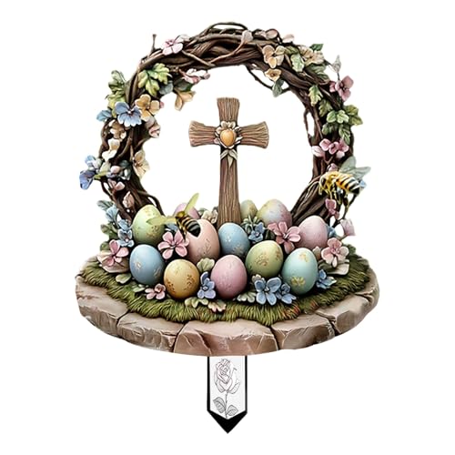 # Ostereier Hase Ostern Acryl Garten Outdoor Garten Multi Egg Osterbecher im Acryl Outdoor Gartenskulptur eingefügt dekorative Gartenrequisiten (B, A) von Generisch