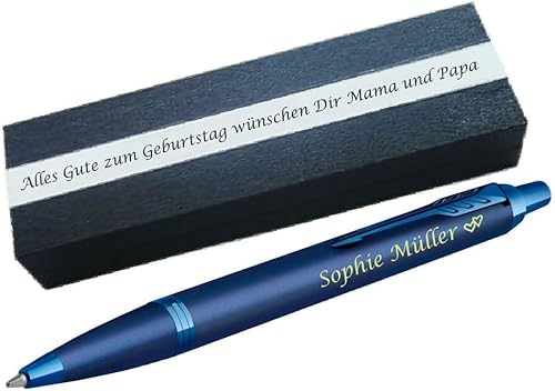 Parker IM Professionell Mono Blau | Kugelschreiber mit Gravur | Personaliserter Kugelschreiber mit Laser-Gravur | Stift mit Name graviert | Gravur Symbole möglich PS158Box2 von Generisch