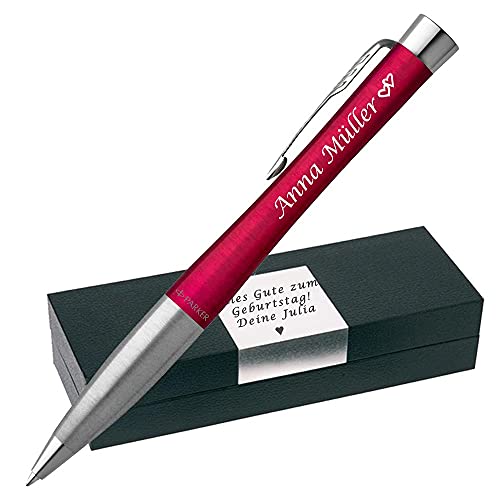 Parker Urban Kugelschreiber mit Gravur Core Vibrant Magenta CT Geschenkverpackung mit Gravur Symbole möglich Geschenk für Freundin Muttertag Verlobte Prüfung Geburtstag Jubiläum PS79 von Generisch