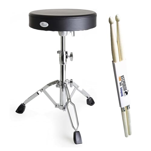 Pearl D-790 Schlagzeug Hocker Rundsitz + keepdrum Drumsticks von Generisch