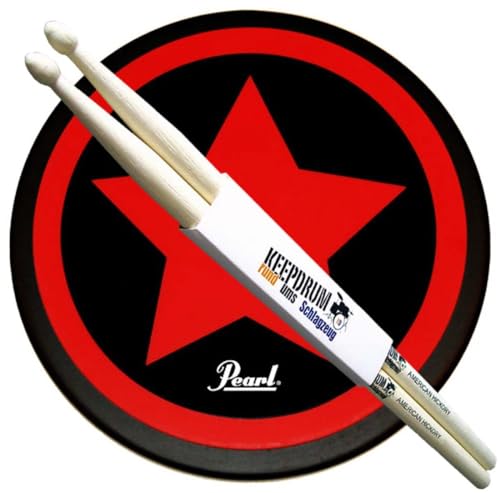 Pearl PDR-08SP Red Star Practice Drum Pad Übungspad 8" + Keepdrum Drumsticks 1 Paar von Generisch