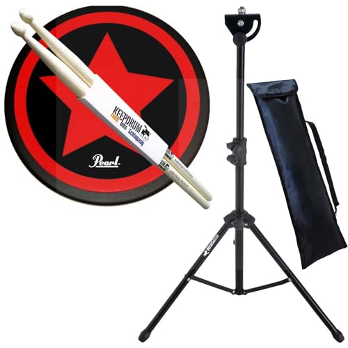 Pearl PDR-08SP Red Star Practice Drum Pad Übungspad 8" + keepdrum DPS Drumpad Stativ + Drumsticks 1 Paar von Generisch