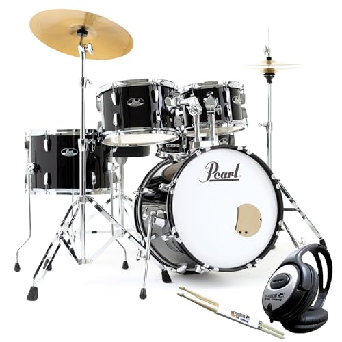 Pearl Roadshow RS585C C31 Jet-Black Schlagzeug + keepdrum Kopfhörer + 1 Paar Drumsticks von Generisch