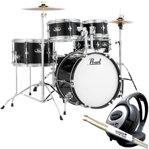 Pearl Roadshow RSJ465C - C31 Junior Schlagzeug Schwarz + keepdrum Kopfhörer und Sticks von Generisch
