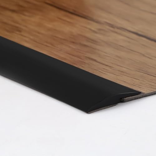 Peel & Stick Türschwellenstreifen für unebene Böden, Teppich auf Vinyl, Übergangsstreifen, PVC-Kantenschutz, Bodenkante, Schwarz, 7 m von Generisch