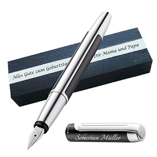 Pelikan Füllhalter Pura® P40 Anthrazit mit Wunschgravur | Aluminium | Personalisierte Geschenkobox als Geschenk & Symbole gravierbar PS139Box2 von Generisch