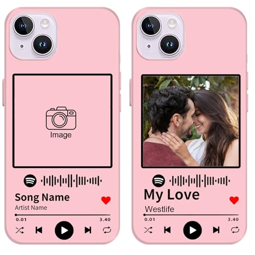 Personalisierte Ihre Fotos bedruckte Handy-Schutzfolie für 15, 14, 13, 12, 11 Pro/Max/Mini XR X Xs Max, stoßfest, Geschenk für Familie, Freunde, Paare, Rosa von Generisch