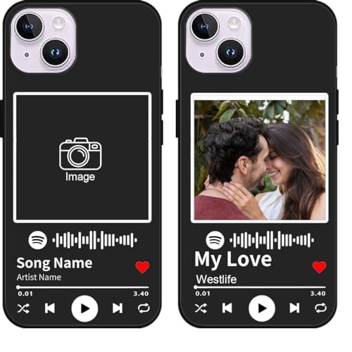 Personalisierte Ihre Fotos bedruckte Handy-Schutzfolie für 15, 14, 13, 12, 11 Pro/Max/Mini XR X Xs Max, stoßfest, Geschenk für Familie, Freunde, Paare, Schwarz von Generisch