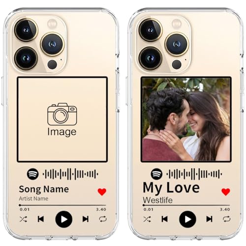 Personalisierte Ihre Fotos bedruckte Handy-Schutzfolie für 15, 14, 13, 12, 11 Pro/Max/Mini XR X Xs Max, stoßfest, Geschenk für Familie, Freunde, Paare, transparent von Generisch