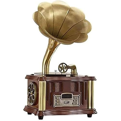 Plattenspieler Grammophone Schallplattenspieler mit eingebautem Lautsprecher, Bluetooth, Aux-in/USB/FM, für Musikliebhaber Plattenspieler Grammophone Schallplattenspieler mit eingebautem Lautsprecher, Bluetooth, Aux-in/USB/FM, für Musikliebhaber von Generisch