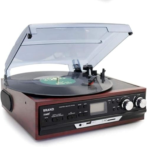Plattenspieler im klassischen Stil, Vintage-Stil, mit AM/FM-Radio, Kassette, CD-Player, 2 separate Stereo-Lautsprecher, Radio Plattenspieler im klassischen Stil, Vintage-Stil, mit AM/FM-Radio, Kassette, CD-Player, 2 separate Stereo-Lautsprecher, Radio von Generisch