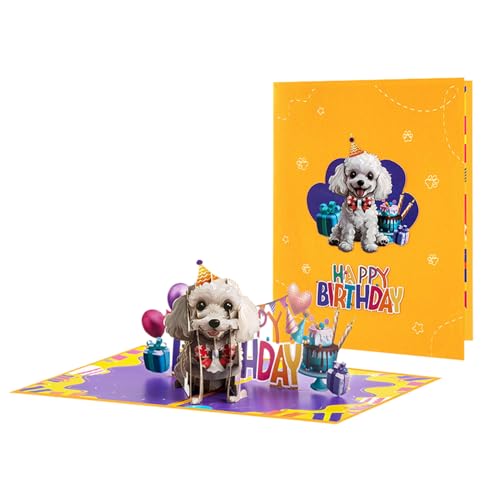 Pop-up Geburtstagskarte | Pop-up Glückwunschkarten Geburtstag Hund,Partygeschenke Für Kinder Sohn Tante Mutter Tochter Freund Freundin von Generisch