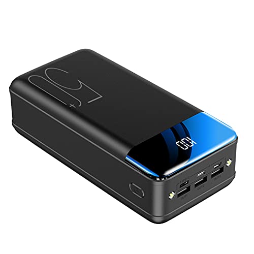 Powerbank Schnellladung, Powerbank mit hoher Kapazität, USB-C-Powerbanks, mit 3 Eingängen und 3 USB-Ausgängen und LED-Taschenlampe, Schwarz von Generisch