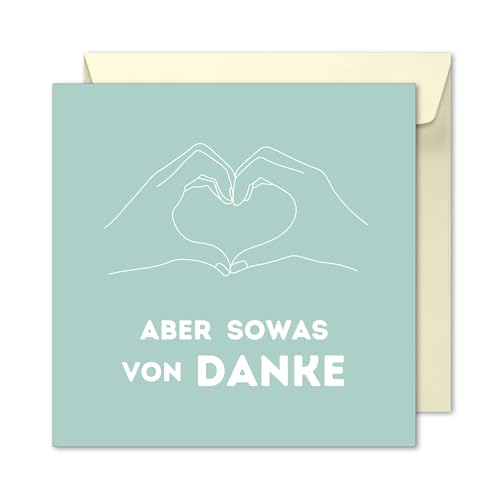 Premium Dankeskarte, Dankeschön Grußkarte, zum Abschied, für Hochzeiten, Freund, Freundin, Familie, Kollegen - stylische Grußkarte "Sowas von Danke", quadratisch mit Umschlag von Generisch