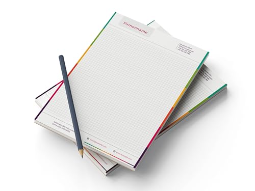 Premium Notizblock DIN A4 personalisiert, liniert/kariert/blank/Punktraster selbst gestalten, hochwertiges Papier, Collegeblock/Schreibblock für Schule/Studium/Unternehmen/Firma mit Adresse (Colorful) Premium Notizblock DIN A4 personalisiert, liniert/kariert/blank/Punktraster selbst gestalten, hochwertiges Papier, Collegeblock/Schreibblock für Schule/Studium/Unternehmen/Firma mit Adresse (Colorful) von Generisch